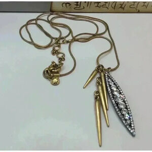 J Crew Gold Chain Multi Pendant Rhinestones Women Necklace 36 Inch abstract